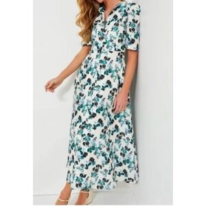 Tuckernuck Budding Bluebell Hadley Dress NWT Linen Blue Floral Garden Midi XXS